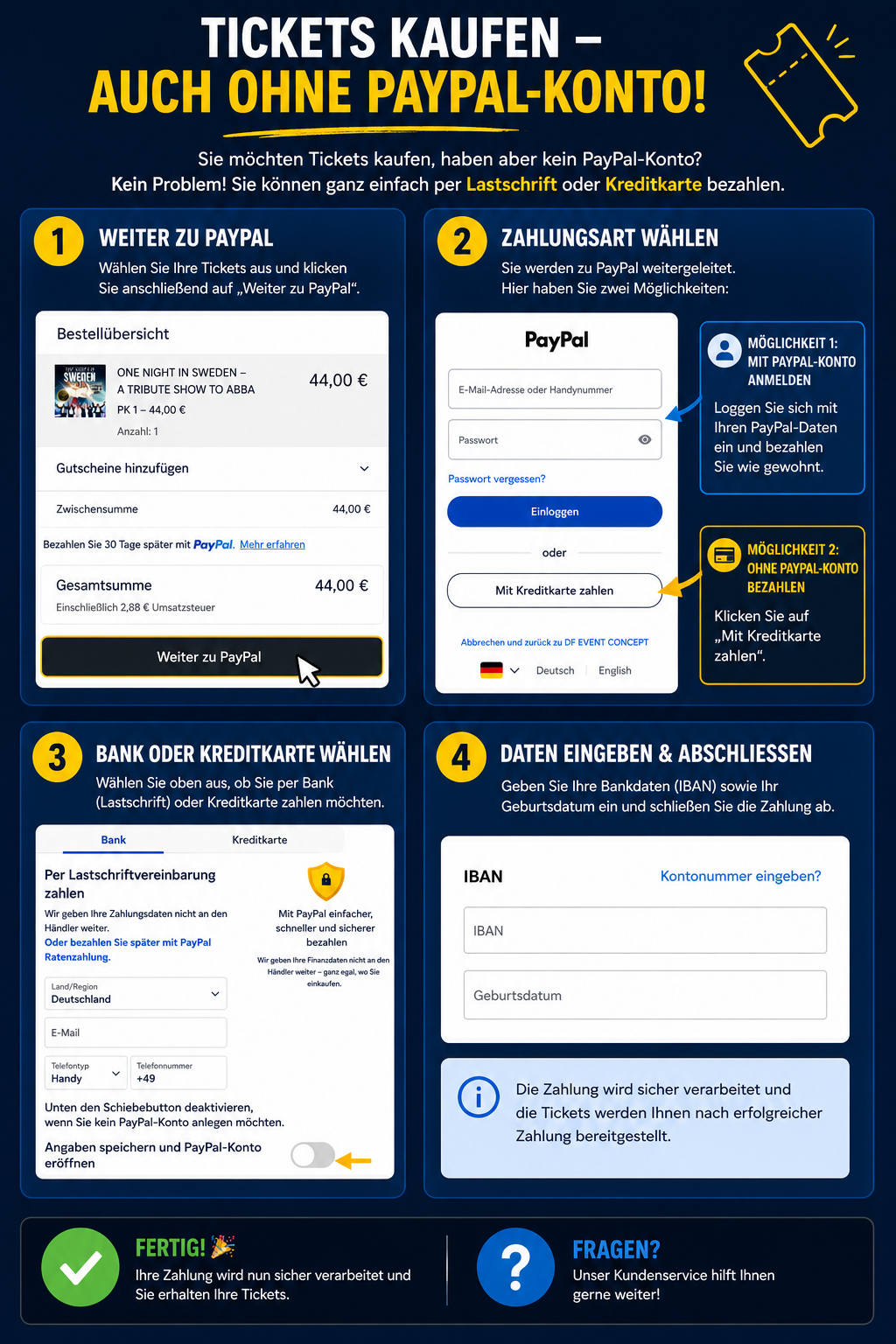 Anleitung zum Bezahlen ohne PayPal-Konto